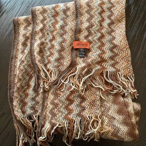 MISSONI Wave ZigZag Fringe Scarf in Multi Brown